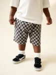 Charcoal Checkerboard Jersey Shorts