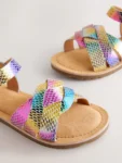Rainbow Wide Fit (G) Leather Woven Sandals