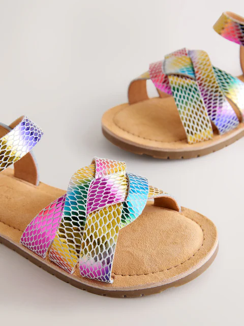 Rainbow Wide Fit (G) Leather Woven Sandals