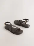 Chocolate Brown Leather Strappy Sandals