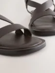 Chocolate Brown Leather Strappy Sandals
