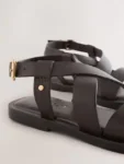 Chocolate Brown Leather Strappy Sandals