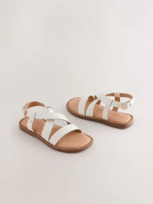 White Leather Strappy Sandals
