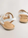 White Plaited Strappy Sandals