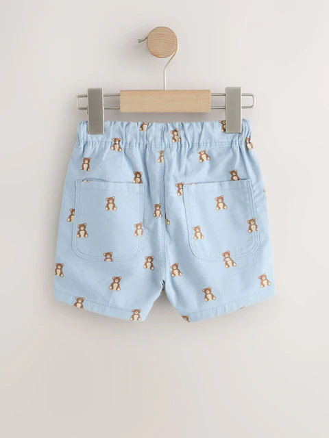 Blue Bear Print Pull On Shorts