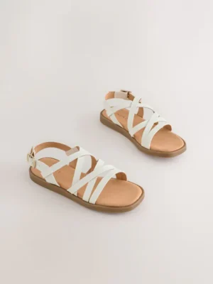 White Standard Fit (F) Strappy Sandals