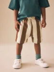 Chocolate Brown and Ecru Jersey Shorts