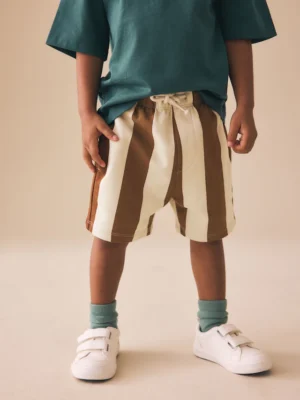 Chocolate Brown and Ecru Jersey Shorts