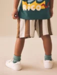 Chocolate Brown and Ecru Jersey Shorts