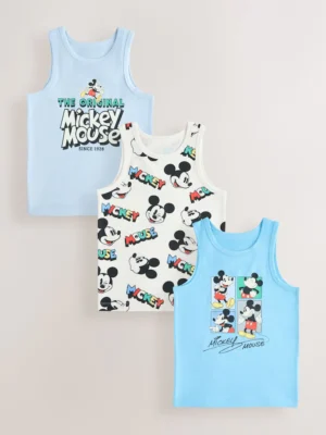 Blue/White Mickey Mouse Vests 3 Pack