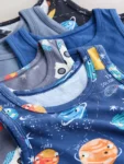 Blue/Navy Space Print Cotton Vests 5 Pack