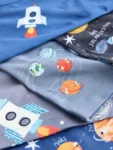 Blue/Navy Space Print Cotton Vests 5 Pack