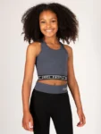 Pineapple Grey Tape Hem Midi Crop Top