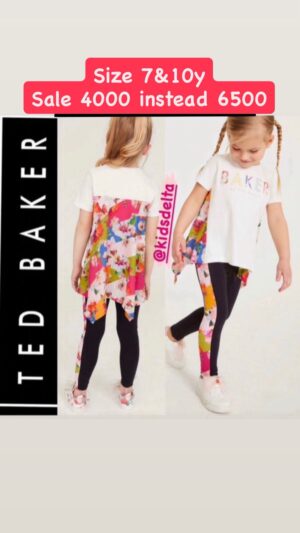 Baker by Ted Baker 2 Piece Multi Floral Print Back Pleat T-Shirt & Printed Legging Set