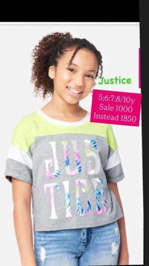 Justice Girls Short Sleeve Colorblock T-Shirt