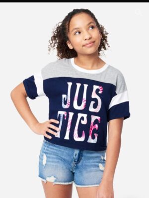 Justice Girls Short Sleeve Colorblock T-Shirt