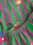 Pink/Green Stripe Embroided Shorts And Top Set