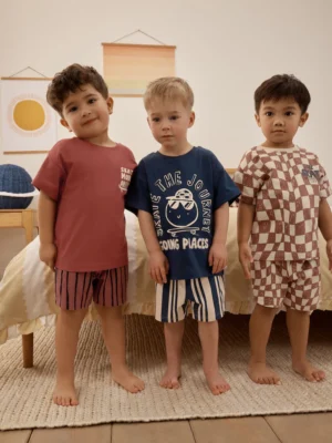 Black/Berry Checkerboard Skate Short Pyjamas 3 Pack