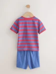 Blue/Green/Red Stripe Short Pyjamas 3 Pack