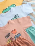 Blue/Yellow/Pink Striped Animal Short Pyjamas 3 Pack