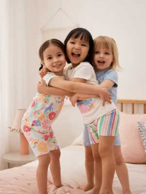 Pink Floral Unicorn Short Pyjamas 3 Pack
