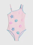 River Island Pink Sequin Shell Aysmmetric Swimsuit