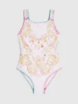 River Island Cream Chain Border Print Embellished Swimsuit