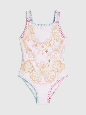 River Island Cream Chain Border Print Embellished Swimsuit