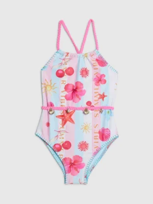 River Island Pink Stripe La Mer Swimsuit