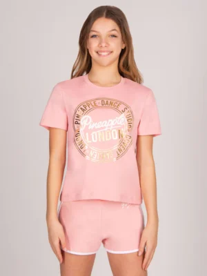 Pineapple Dark Pink Logo Girls Dance Crop T-Shirt