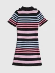 River Island Black Stripe Button Polo Dress