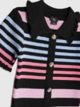 River Island Black Stripe Button Polo Dress