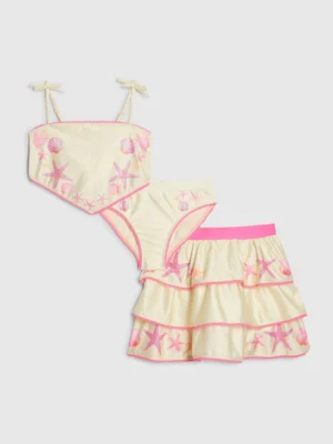 River Island Yellow Sea Shell Hanky Hem Bikinis & Skirts Set