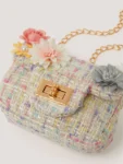 Monsoon Cream Mini Flower Embellished Boucle Bag
