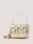 Monsoon Gold Mini Pearl Quilted Charm Bag