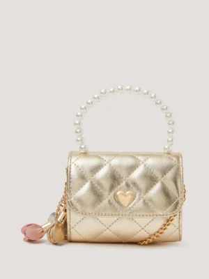 Monsoon Gold Mini Pearl Quilted Charm Bag