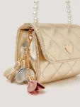 Monsoon Gold Mini Pearl Quilted Charm Bag