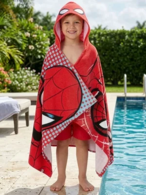 Character Red Marvel Spider-Man Swim & Beach Wrap Towel Poncho