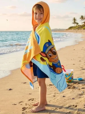 Character Blue PAW Patol Chase, Marshall And Rubble Swim & Beach Wrap Towel Poncho