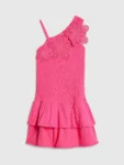 River Island Pink Asymmetric Crochet Flower Dress