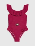 River Island Red Shell Texture Belt Swimsuit