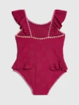 River Island Red Shell Texture Belt Swimsuit