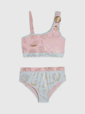 River Island Pink Foil Shell Asymetric Bikini