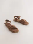 Chocolate Brown Suede Standard Fit (F) Woven Sandals