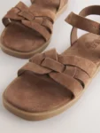 Chocolate Brown Suede Standard Fit (F) Woven Sandals