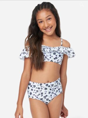 Girls Floral Off-Shoulder Bikini Set