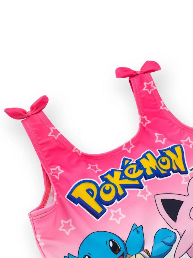 Character Pink Pokemon Girls Printed Tie Swimsuit