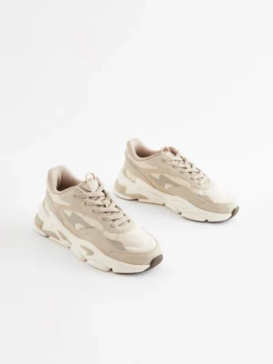 Neutral Elastic Lace Trainers