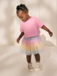 Rainbow/Pink Top and Tutu Skirt Set
