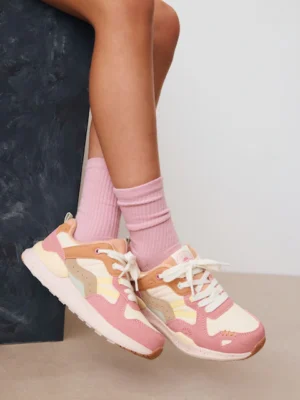 Muted Colourblock Lace-Up Trainers